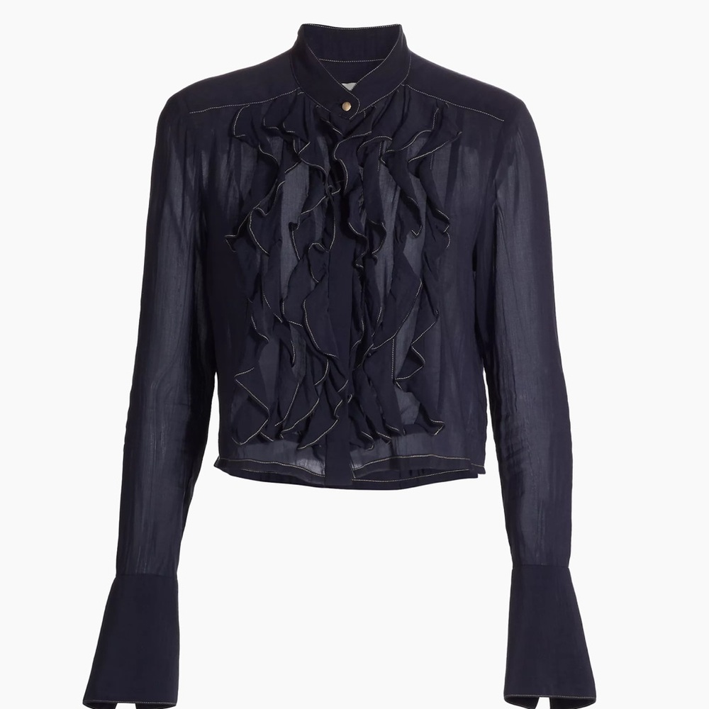 Cropped silk ruched blouse. Size XXS.